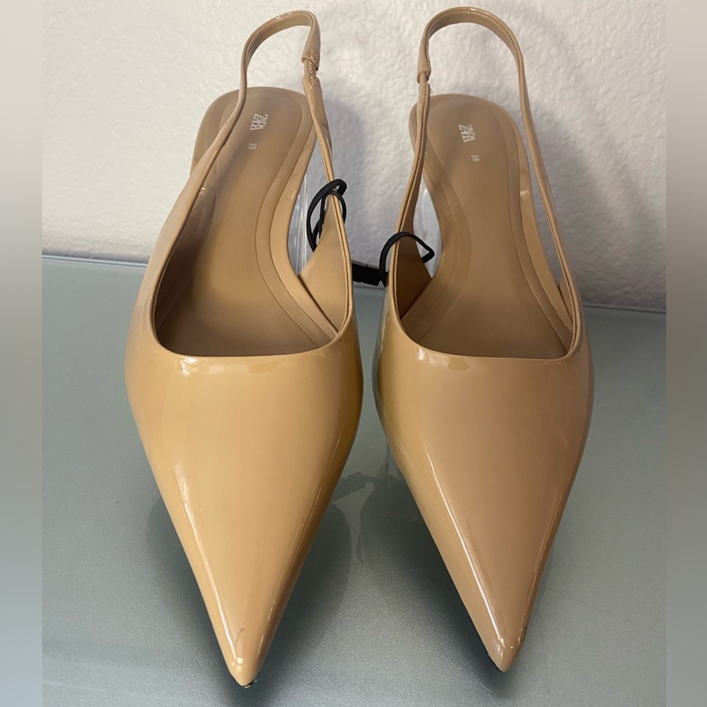 Zara NWT Kitten Heel Slingback Shoe Size 38. - Picture 3 of 9